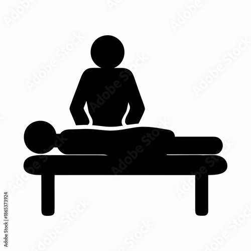 Graphic icon demonstrating a person receiving a massage on a treatment table