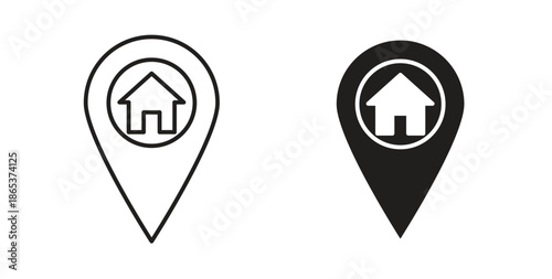 Home location icons illustration, editable stroke, flat design style isolated on white Free Download Home location icons illustration, editable stroke, flat design style isolated on white - GFXLoad
