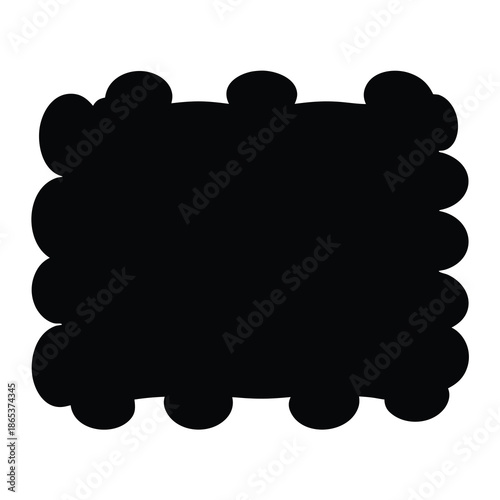 Abstract black shape with rounded edges resembling cloud or sponge form