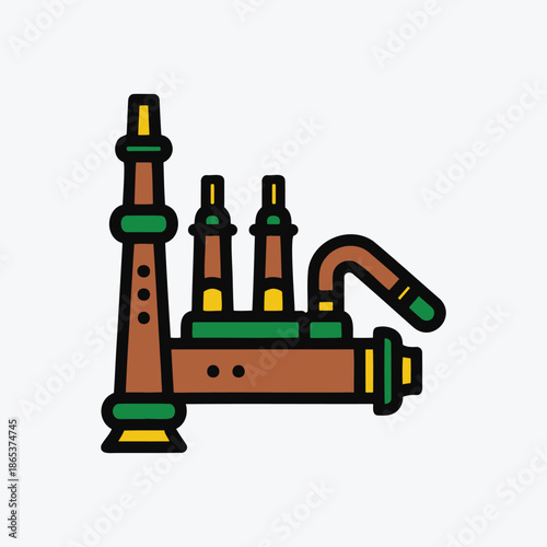 Traditional mexican wind instrument icon, Clarinet, bagpipes or aerophone, Cultural Festival celebration.