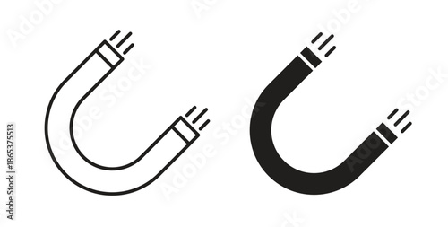 Magnet icons illustration, editable stroke, flat design style isolated on white