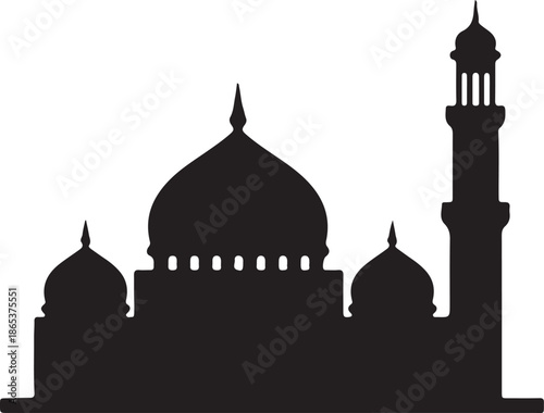 A mosque on a plain white background
