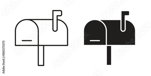 Mailbox icons illustration, editable stroke, flat design style isolated on white