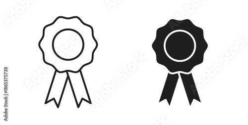 Medal icons illustration, editable stroke, flat design style isolated on white