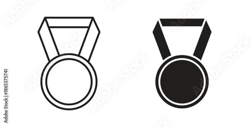 Medal icons illustration, editable stroke, flat design style isolated on white