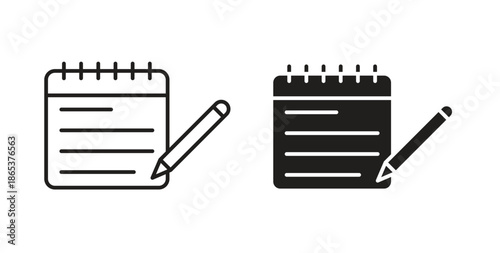 Notepad icons illustration, editable stroke, flat design style isolated on white