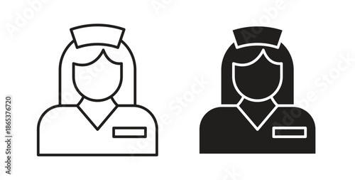 Nurse icons illustration, editable stroke, flat design style isolated on white