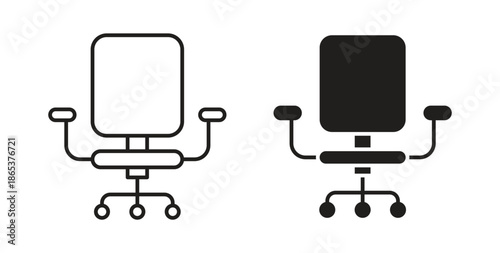 Office chair icons illustration, editable stroke, flat design style isolated on white