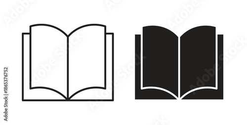 open book icons illustration, editable stroke, flat design style isolated on white