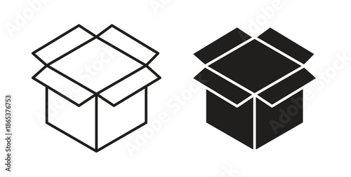 Open box icons illustration, editable stroke, flat design style isolated on white