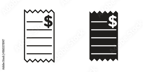 Receipt icons illustration, editable stroke, flat design style isolated on white