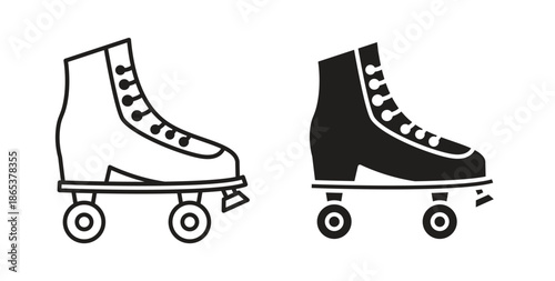 Roller skates icons illustration, editable stroke, flat design style isolated on white