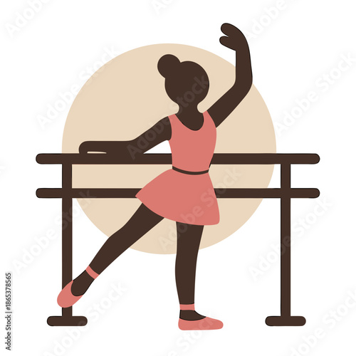 Ballet Training at Barre Illustration, Dance Balance Exercise