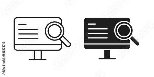 Search online icons illustration, editable stroke, flat design style isolated on white