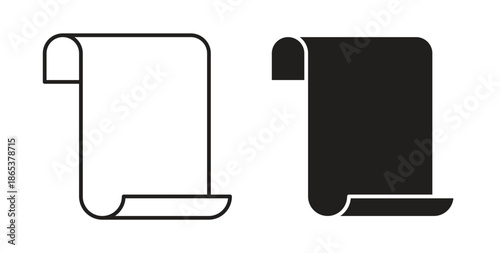 Scroll icons illustration, editable stroke, flat design style isolated on white