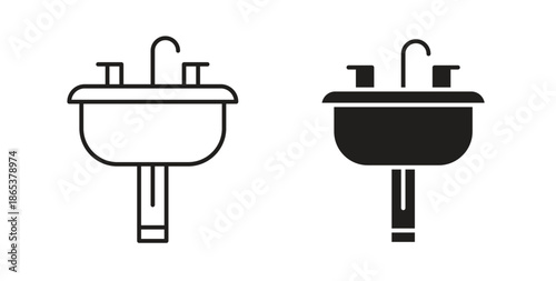Sink icons illustration, editable stroke, flat design style isolated on white