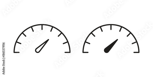 Speedometer icons illustration, editable stroke, flat design style isolated on white