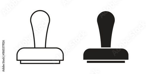 Stamp icons illustration, editable stroke, flat design style isolated on white