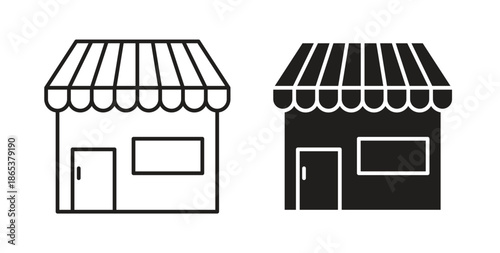 Store icons illustration, editable stroke, flat design style isolated on white
