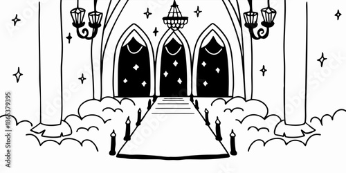 Fantasy Banquet Hall with Glowing Crystal Fruit