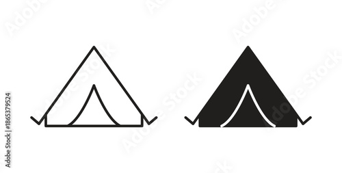 Tent icons illustration, editable stroke, flat design style isolated on white