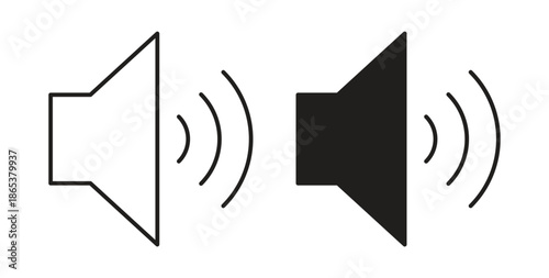 Volume icons illustration, editable stroke, flat design style isolated on white