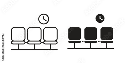 Waiting Room icons illustration, editable stroke, flat design style isolated on white