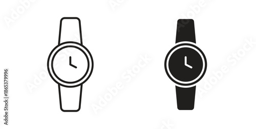 Watch icons illustration, editable stroke, flat design style isolated on white