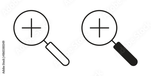 Zoom in icons illustration, editable stroke, flat design style isolated on white