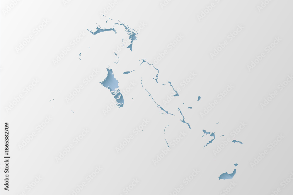 Fototapeta premium Vector map of Bahamas, abstract inner shadow