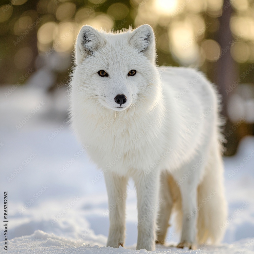 Fototapeta premium white fox in the beautiful snow