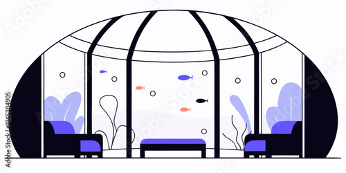 Luxurious Underwater Hotel Suite with Futuristic Velvety Ambiance