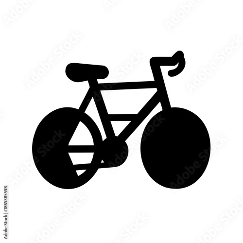 Black silhouette icon of a modern road bicycle on a white background