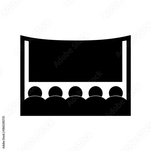Silhouette illustration of people in a cinema watching a movie on screen