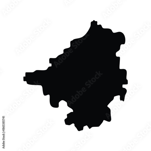 Simple and clean black silhouette depiction of the state of Chhattisgarh, India