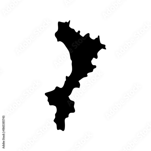 Simple black silhouette of a uniquely shaped landform on a white background