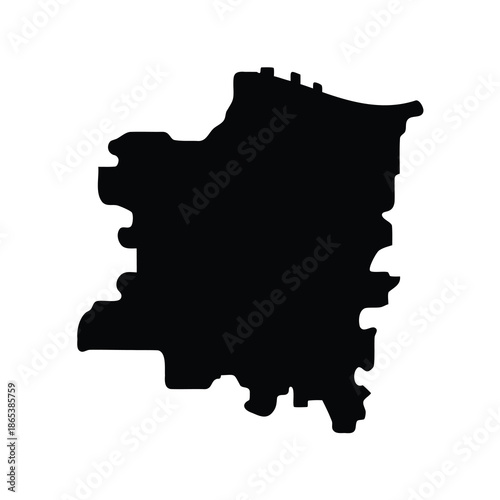 A solid black outline of a map possibly a geographical region
