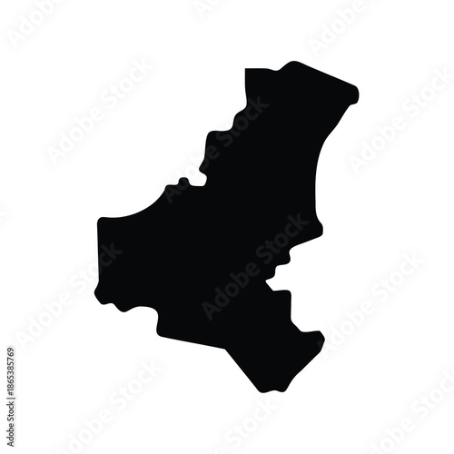 Silhouette of a Geographical Landmass Shape on a White Background