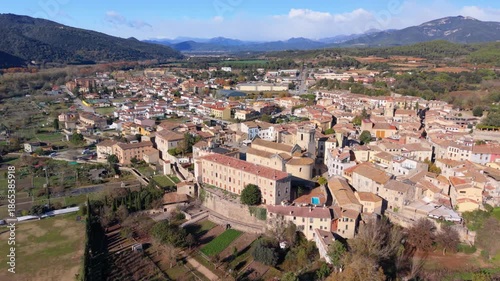 Aerial view of historic besalu town in catalonia spain