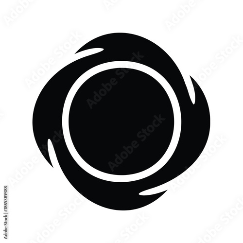 Black abstract rotating circle design element, vector graphic, modern art