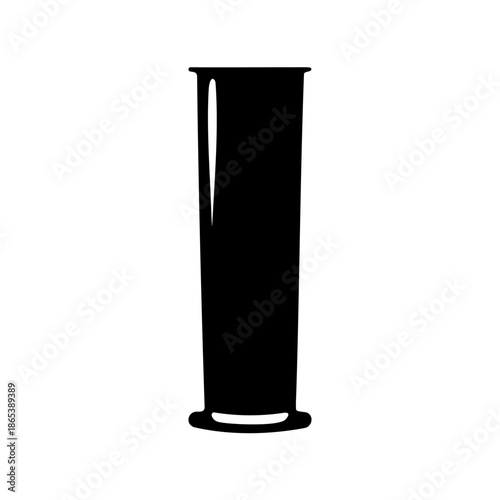 Black silhouette illustration of a tall glass container with a wide base