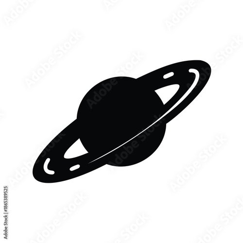 Silhouette of a Planet with Rings, Depicting Saturn or an Exoplanet