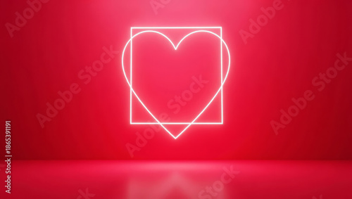 Valentines web banner with copy space. Glowing heart frame banner with text space. Romantic digital advertising background.