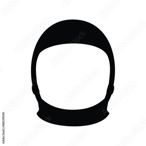 Silhouette of an Astronaut Helmet with Visor Opening in Black and White
