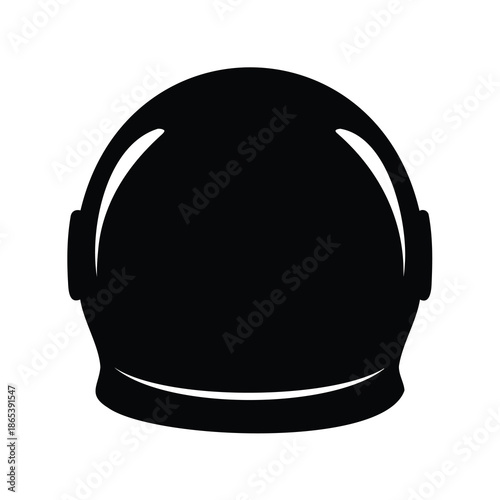 Black Silhouette of Astronaut Helmet for Space Exploration on White Background
