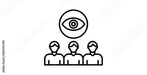Surveillance and people monitoring concept with eye oversight illustration