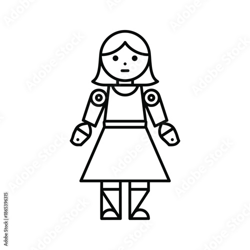 Girl wearing metal armor protection clothing vector illustration