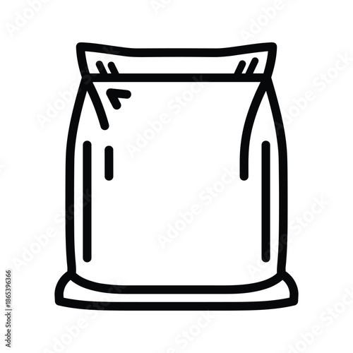 Coffee beans in a bag simple line art illustration