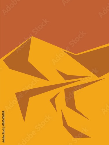 Minimalist desert sand dunes landscape with warm gradient colors, vector abstract background 
