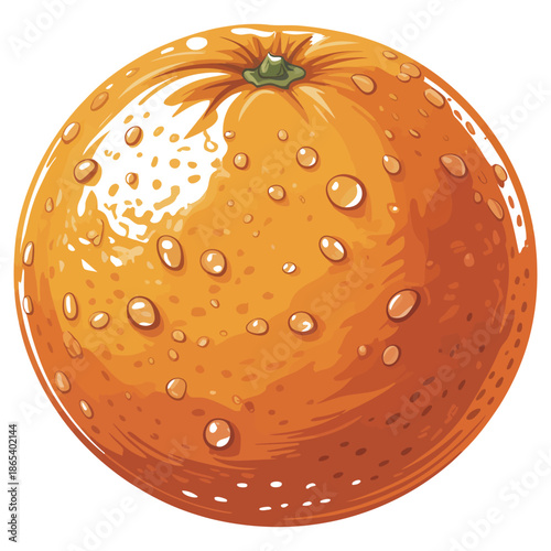 Detailed Vector Illustration of Orange Fruit Covered in Water Droplets Perfect for Summer Fruit Themes and Freshness Concepts